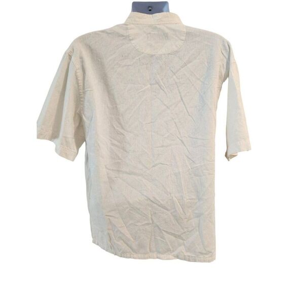 Vintage 80s Quiksilver White Short Sleeve Wooden Barrel Button Up Shirt XL Surf - Picture 3 of 5